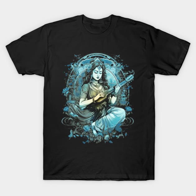 Sarasvati - The Goddess of Knowledge and Wisdom T-Shirt by Quick Beach